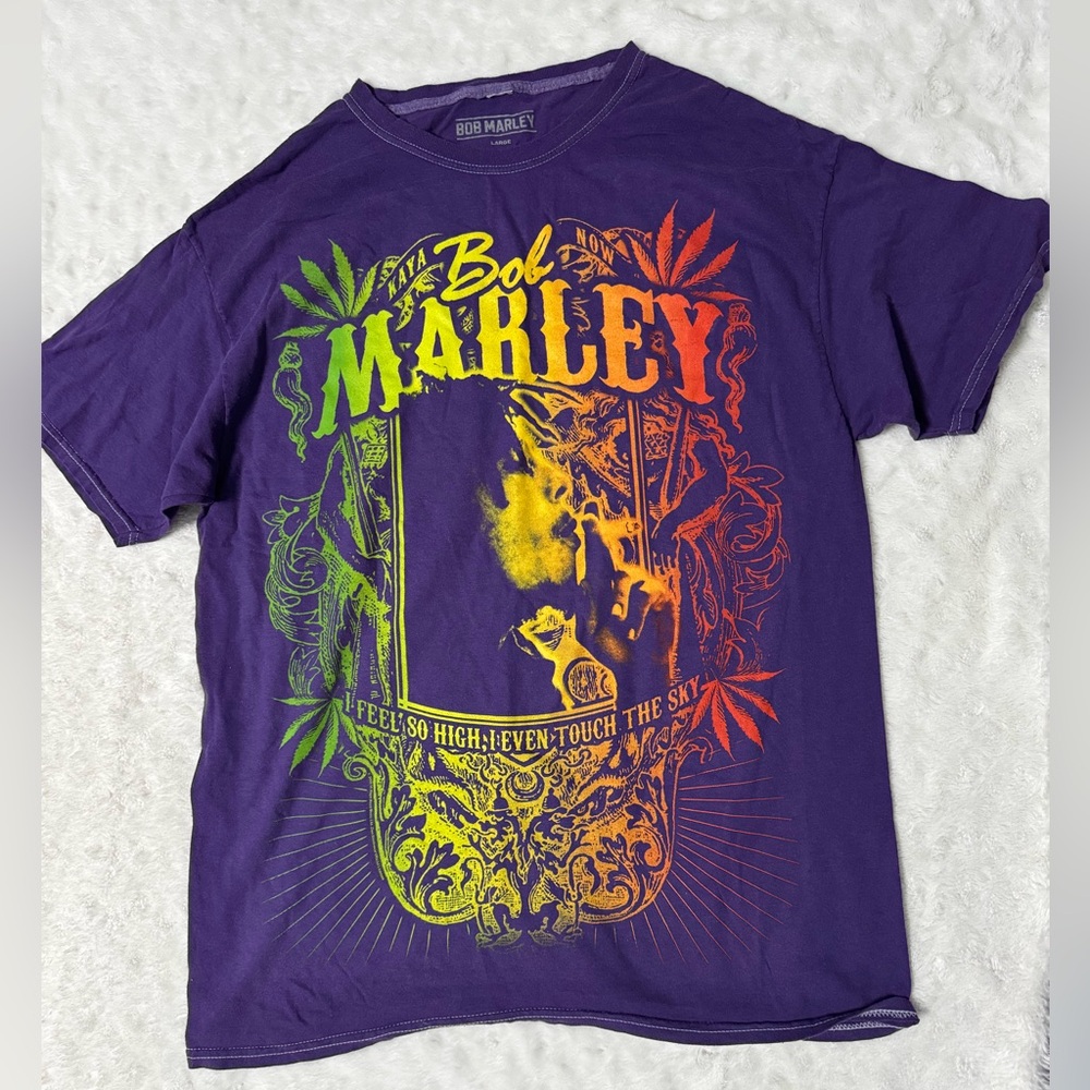 Bob Marley Purple Graphic Feel So High Unisex T-Shirt